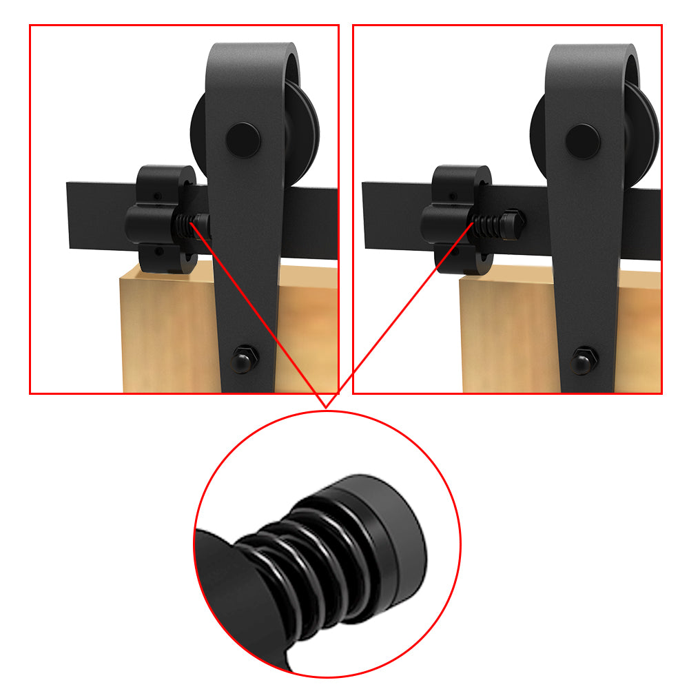 Sliding Barn Door Stopper Rail Stop for Single or Double Barn Doors Top Flat Track Middle Both End, Adjustable Fits 1.57in/40mm Width Track, Black 1 Pair