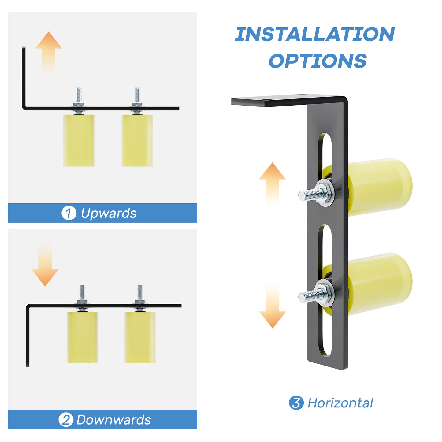 Heavy Duty Slide Gate Guide Roller 3" Sliding Gate Roller L Rear Post Bracket, Iron Gate Guide Wheel Pulley, Adjustable Bolts Slide Gate Support Assembly for Sliding Rolling Gates