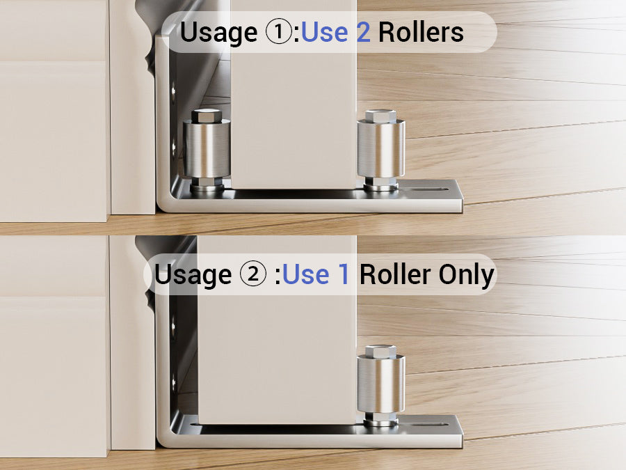 TOIMIOTOIM 2 Pack Barn Door Bottom Floor Guide, Adjustable Roller Wall Mounted Stainless Steel Sliding Door Guides for Door Thick Up to 2 1/8"