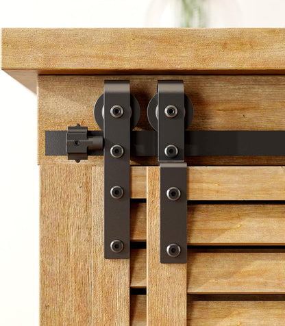 5FT Bypass Mini Sliding Barn Door Hardware Kit for 2 Doors, Super Mini Barn Door Track Set, Apply for Storage Window TV Stand Closet (No Cabinet)