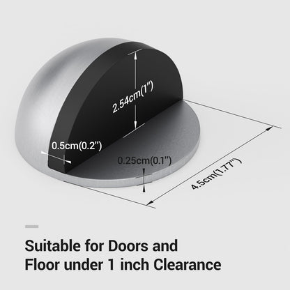 4 Pack Door Stoppers, Stainless Steel, Adhesive Floor Door Stop, No Drill, Non-Magnetic, for Living Room, Bedroom, Bathroom, Office