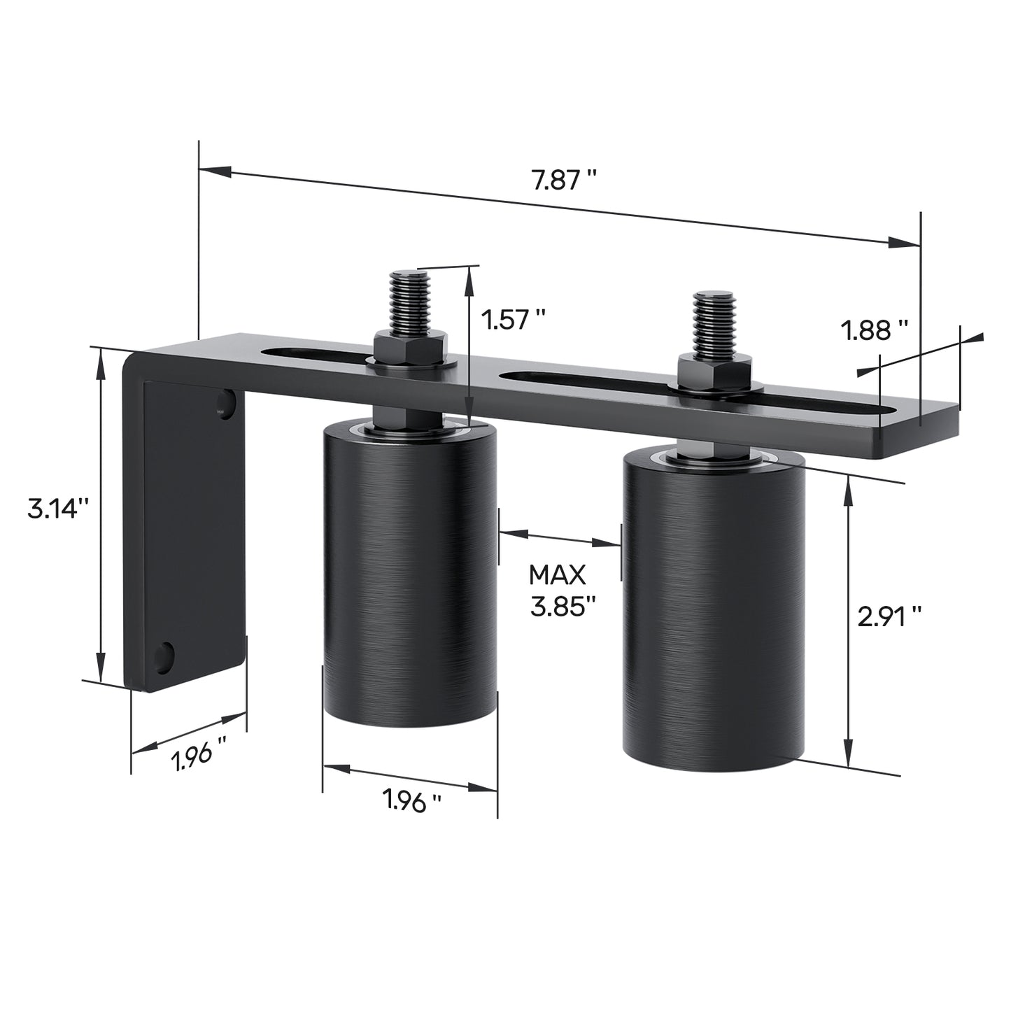 Black Heavy Duty Slide Gate Guide Roller 6" Sliding Gate Roller L Rear Post Bracket, Iron Gate Guide Wheel Pulley, Adjustable Bolts Slide Gate Support Assembly for Sliding Rolling Gates