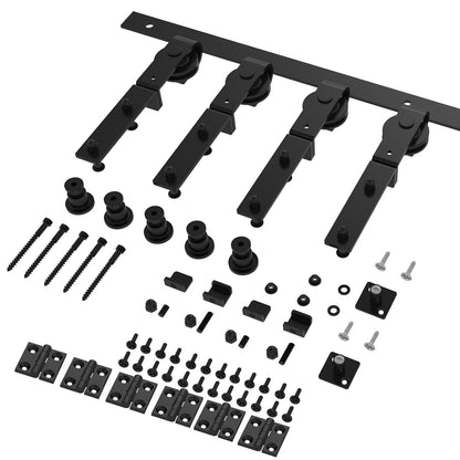 72" Bi-Folding Sliding Barn Door Hardware Kit,6FT Heavy Duty Track Roller Kit for Max 17"x 4 Doors,Smoothly and Quietly,Easy to Install,No Door Panel,Black