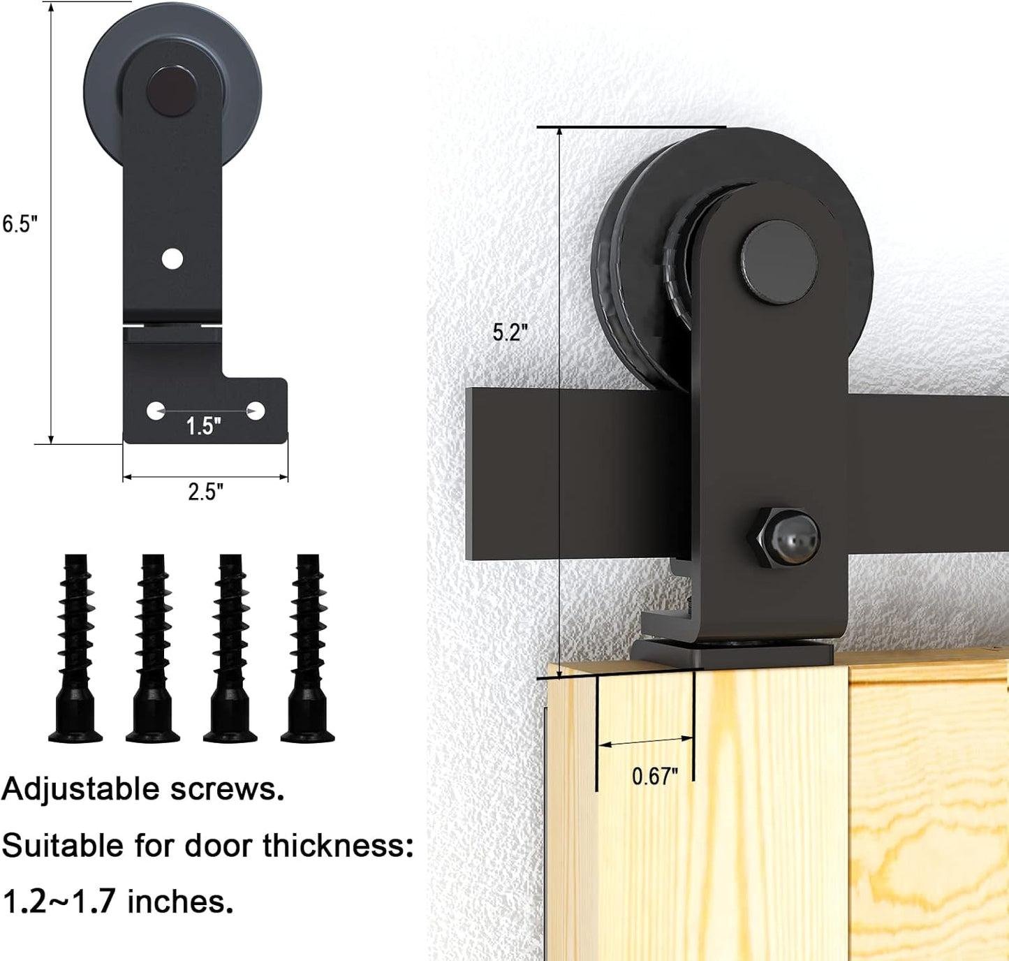TOIMIOTOIM 48" Bi-Folding Sliding Barn Door Hardware Kit, 4FT Bi Fold Barn Door Hardware Kit for 4 Doors,Max Door Width 11",Smoothly and Quietly,Easy to Install,No Door Panel,Black
