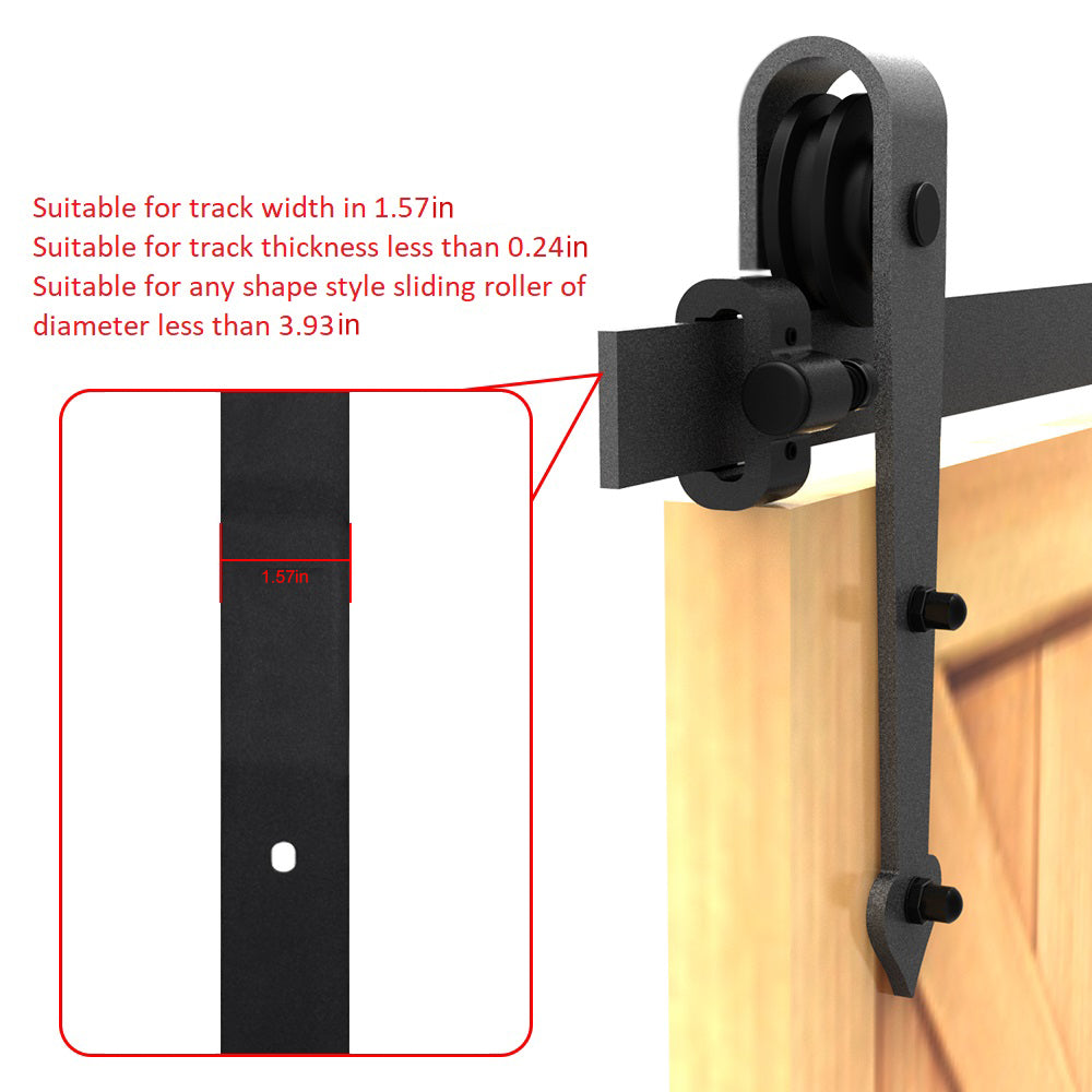 Sliding Barn Door Stopper Rail Stop for Single or Double Barn Doors Top Flat Track Middle Both End, Adjustable Fits 1.57in/40mm Width Track, Black 1 Pair