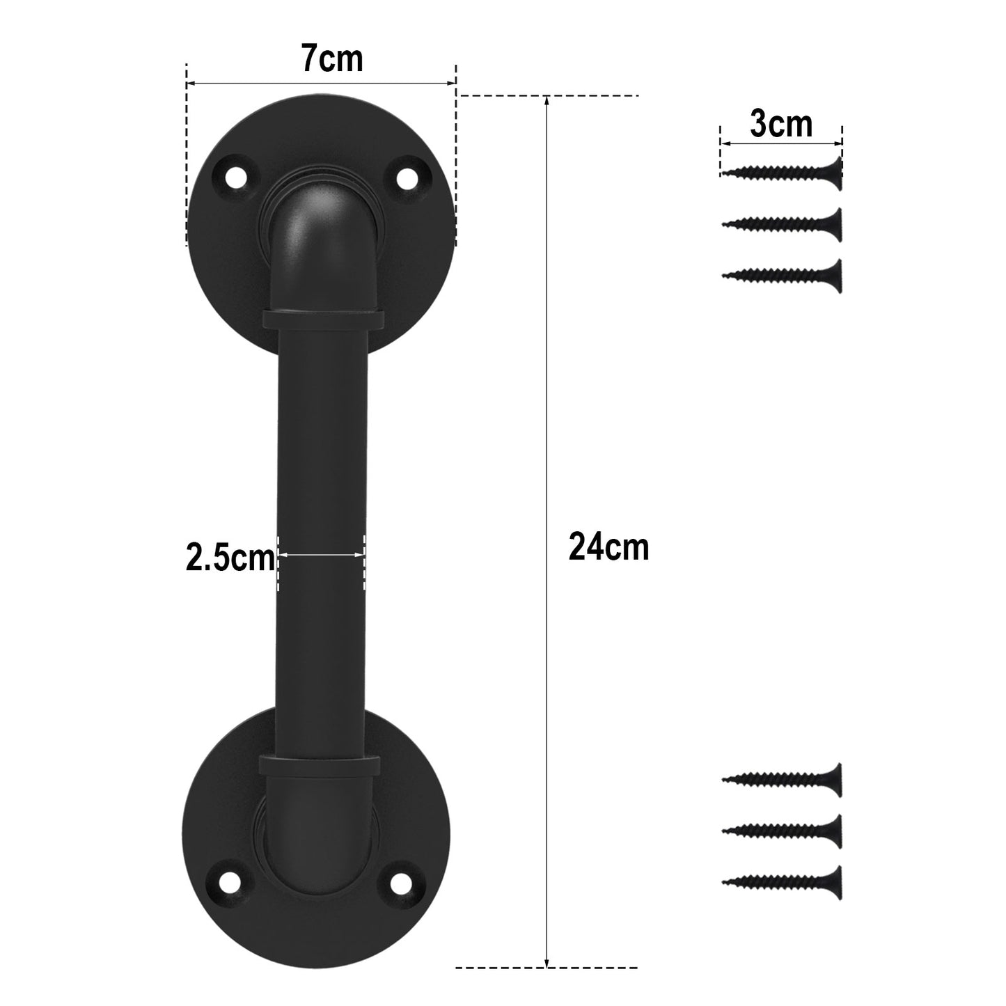 9.6" Pipe Barn Door Pull Handle Black Rustic Industrial Grab Bar, Sliding Door Barn Handles, Towel Bar, Handrail and Pulls Handles for Stairs