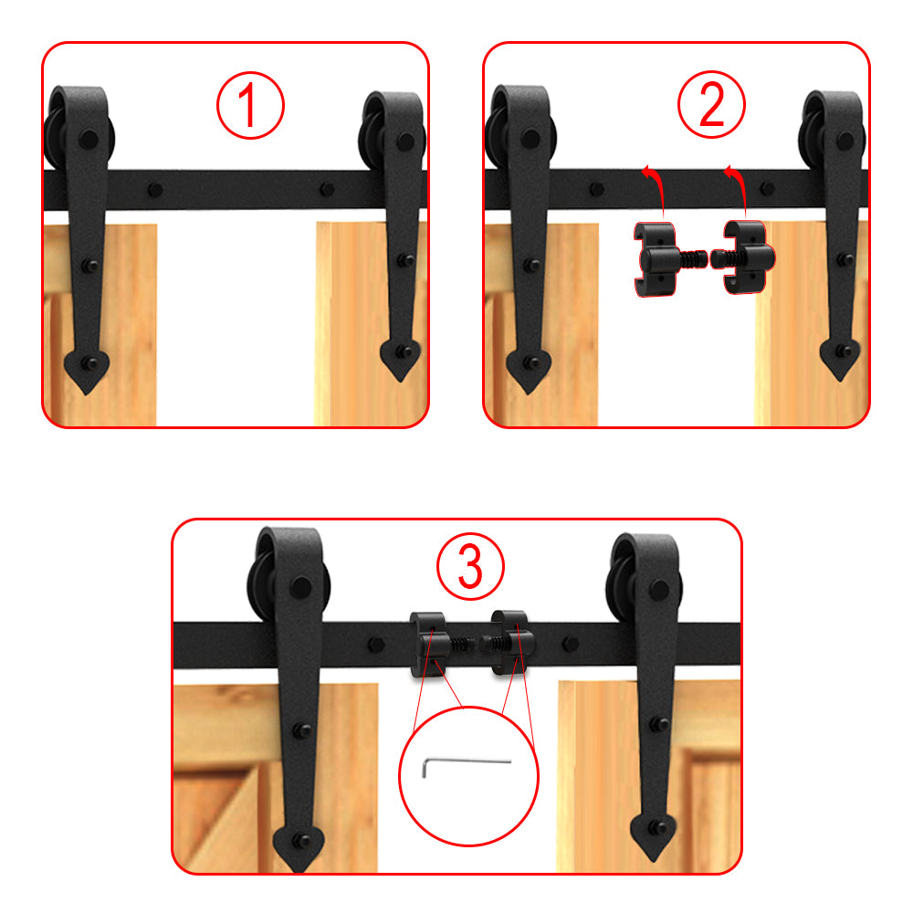 Sliding Barn Door Stopper Rail Stop for Single or Double Barn Doors Top Flat Track Middle Both End, Adjustable Fits 1.57in/40mm Width Track, Black 1 Pair
