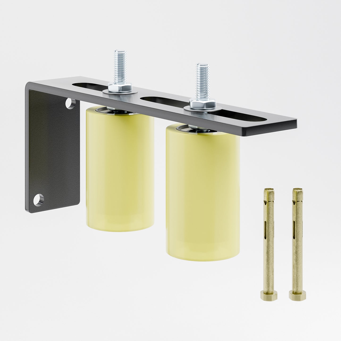 Heavy Duty Slide Gate Guide Roller 3" Sliding Gate Roller L Rear Post Bracket, Iron Gate Guide Wheel Pulley, Adjustable Bolts Slide Gate Support Assembly for Sliding Rolling Gates