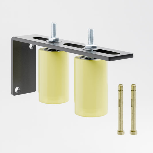 Heavy Duty Slide Gate Guide Roller 3" Sliding Gate Roller L Rear Post Bracket, Iron Gate Guide Wheel Pulley, Adjustable Bolts Slide Gate Support Assembly for Sliding Rolling Gates