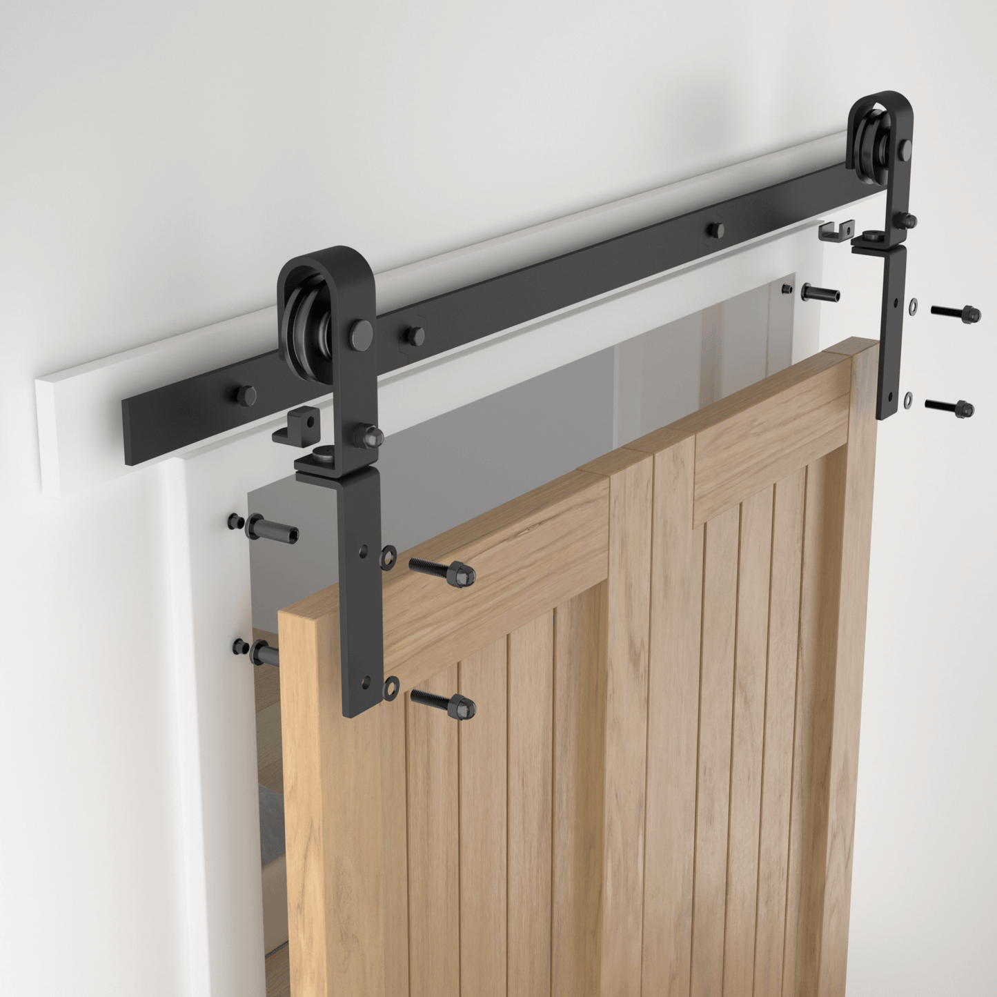 60" Bi-Folding Sliding Barn Door Hardware Kit,5FT Heavy Duty Track Roller Kit for Max 28"x 2 Doors,Smoothly and Quietly,Easy to Install,No Door Panel,Black