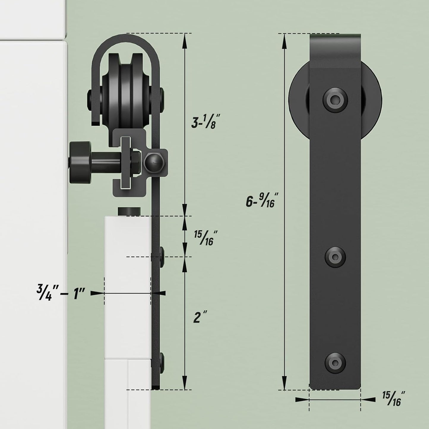 TOIMIOTOIM 6.6FT Super Mini Barn Door Hardware Kit,Small Sliding Door Track Roller Kit for Double Door Cabinets,TV Stand,Wardrobe,J Shape Hanger(No Cabinet)