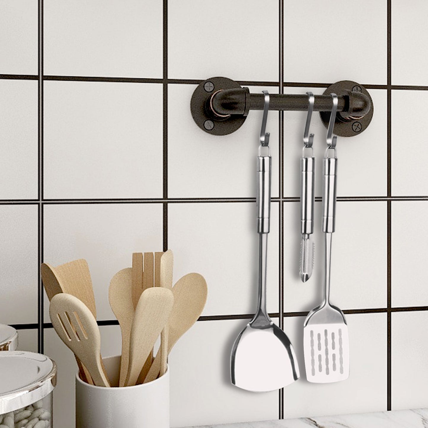 9.6" Pipe Barn Door Pull Handle Black Rustic Industrial Grab Bar, Sliding Door Barn Handles, Towel Bar, Handrail and Pulls Handles for Stairs