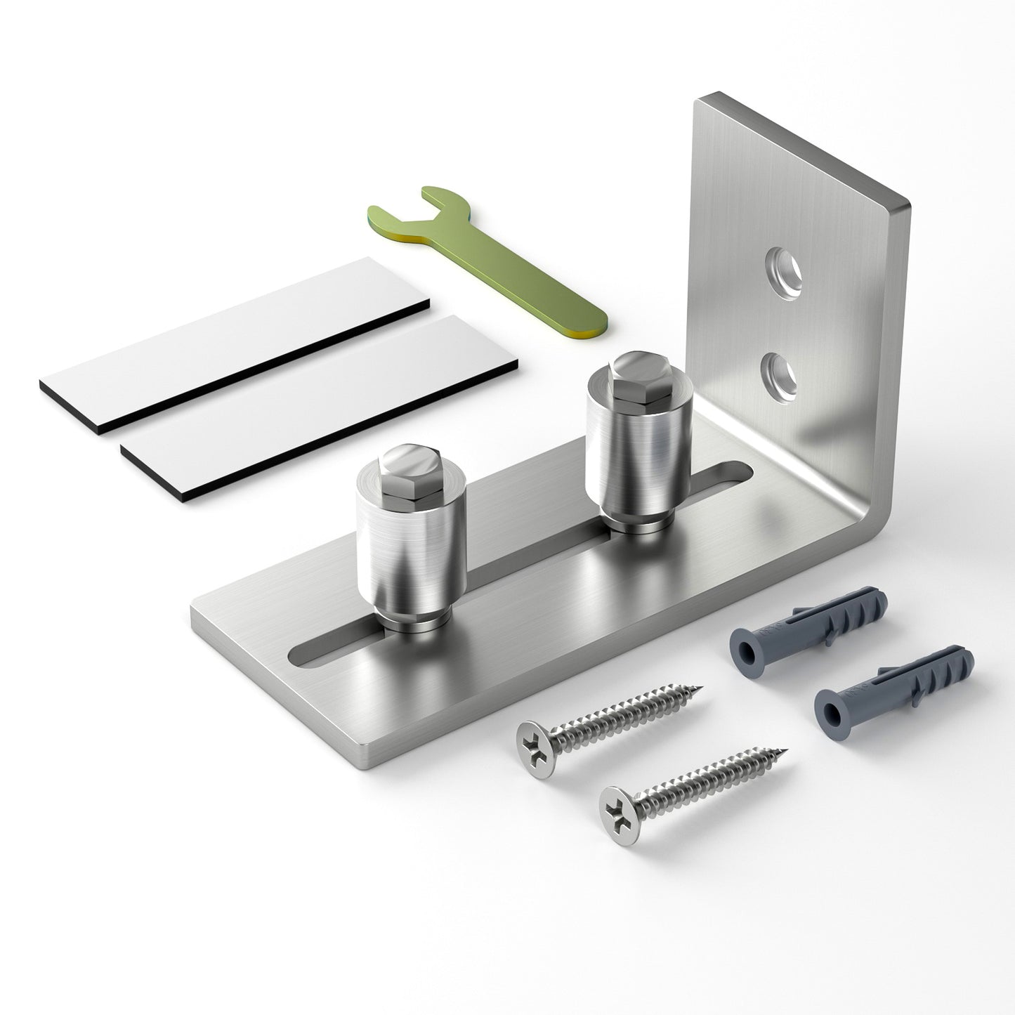 TOIMIOTOIM 1 PC Barn Door Bottom Floor Guide, Adjustable Roller Wall Mounted Stainless Steel Sliding Door Guides for Door Thick Up to 2 1/8" Easy Installation and Smooth Sliding Operation