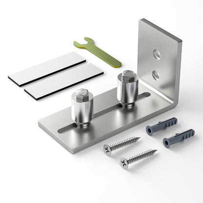 TOIMIOTOIM 1 PC Barn Door Bottom Floor Guide, Adjustable Roller Wall Mounted Stainless Steel Sliding Door Guides for Door Thick Up to 2 1/8" Easy Installation and Smooth Sliding Operation