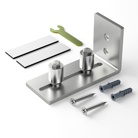 TOIMIOTOIM 1 PC Barn Door Bottom Floor Guide, Adjustable Roller Wall Mounted Stainless Steel Sliding Door Guides for Door Thick Up to 2 1/8" Easy Installation and Smooth Sliding Operation