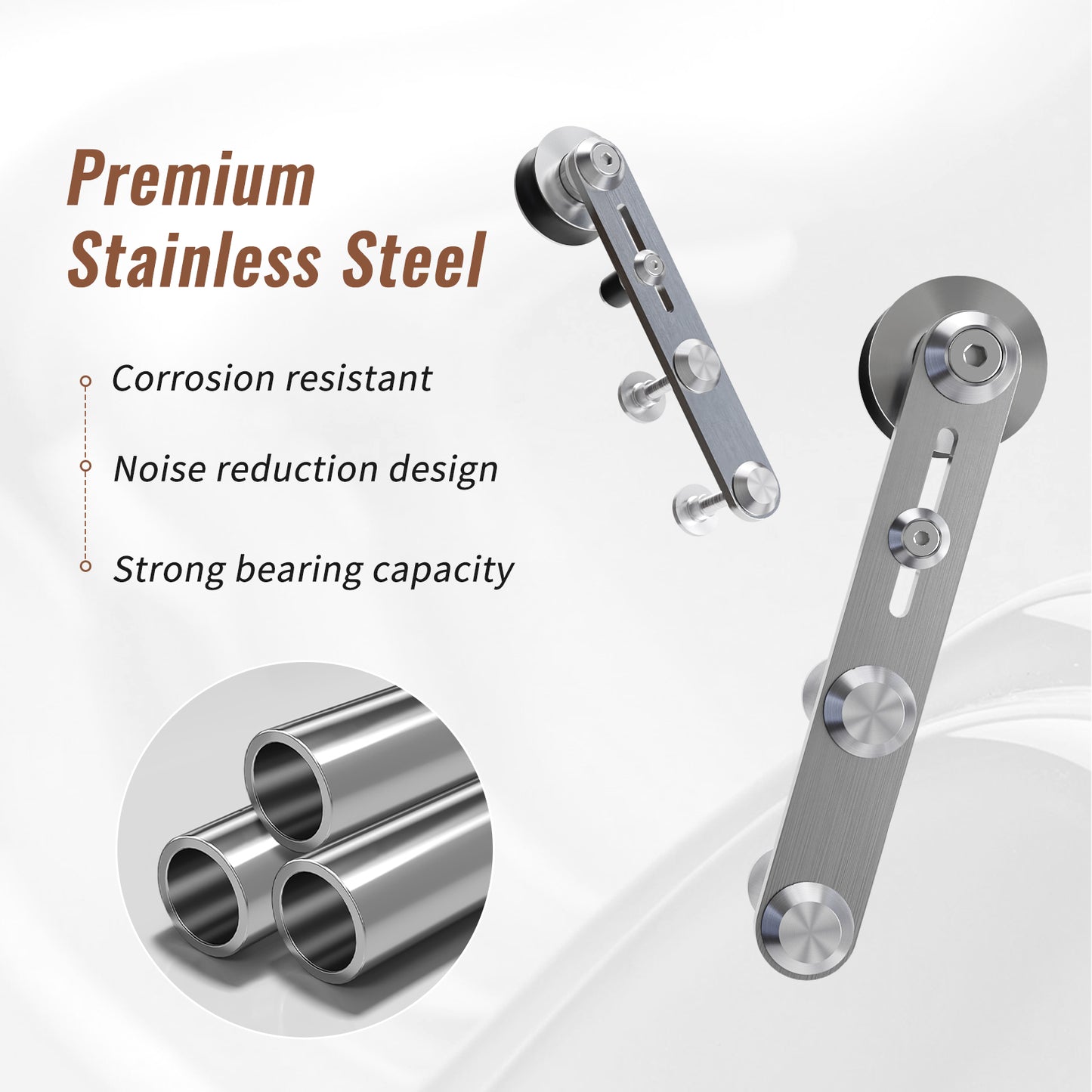 6.6FT Stainless Steel Sliding Barn Door Hardware Kit, Slide Smoothly Quietly,Easy Install,Heavy Duty Sturdy Barn Door Track for 40" Single Wood Door