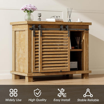 TOIMIOTOIM 7FT Bypass Mini Sliding Barn Door Hardware Kit for 2 Doors, Super Mini Barn Door Track Set, Apply for Storage Window TV Stand Closet(No Cabinet)