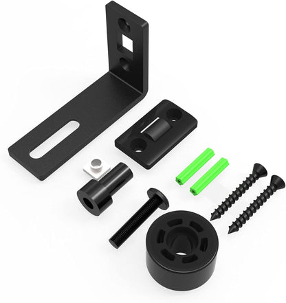 Adjustable Floor Guide for Sliding Barn Door Bottom Roller Wall Mount Double Wheel No Punching Required System, Black 1 Pack, Smoothly and Quietly, Easy to Install