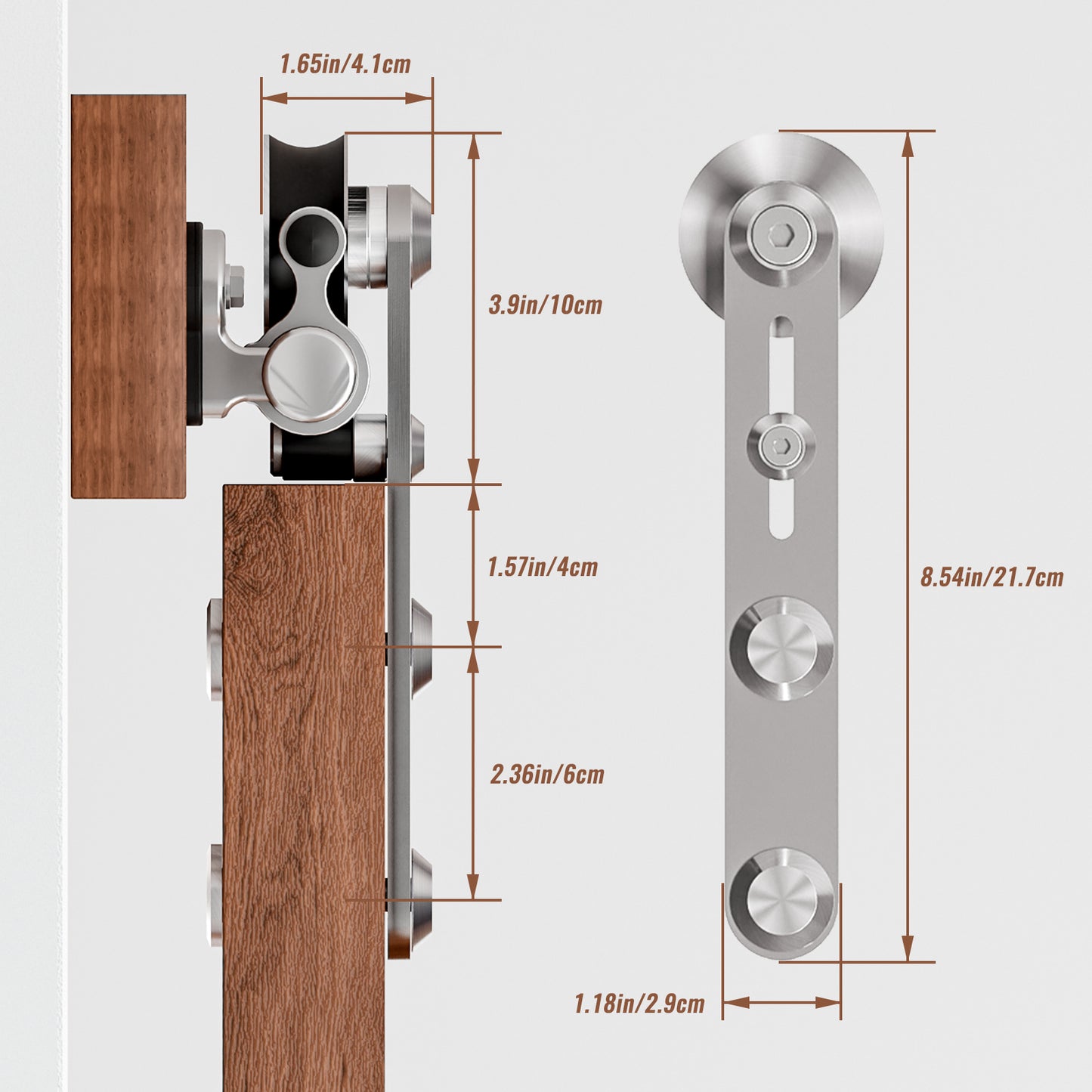 8FT Stainless Steel Sliding Barn Door Hardware Kit, Slide Smoothly Quietly,Easy Install,Heavy Duty Sturdy Barn Door Track for 48" Single Wood Door