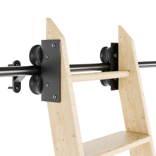 Rolling Library Ladder Hardware Kit, 3.3FT Round Tube Track Sliding Library Ladder Hardware Kit, Floor Rollers with Brake, Rolling Ladder Hardware Kit for Library, Bookshelf (No Ladder)