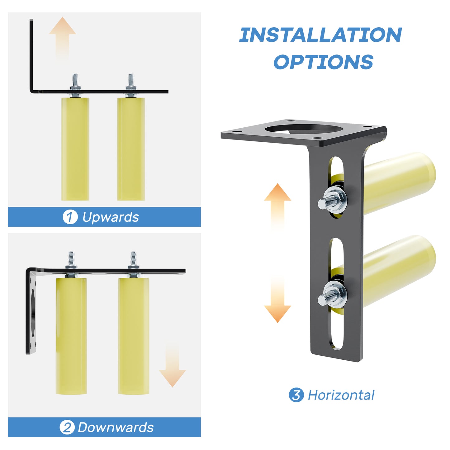 Heavy Duty Slide Gate Guide Roller 6" Sliding Gate Roller L Rear Post Bracket, Iron Gate Guide Wheel Pulley, Adjustable Bolts Slide Gate Support Assembly for Sliding Rolling Gates