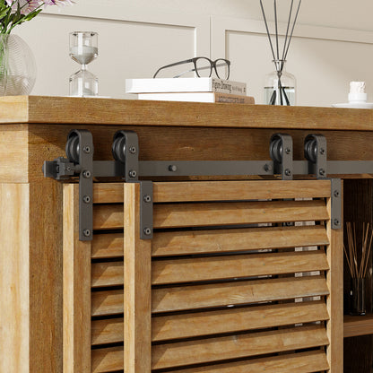 2.5FT Bypass Mini Sliding Barn Door Hardware Kit for 2 Doors, Super Mini Barn Door Track Set, Apply for Storage Window TV Stand Closet (No Cabinet)