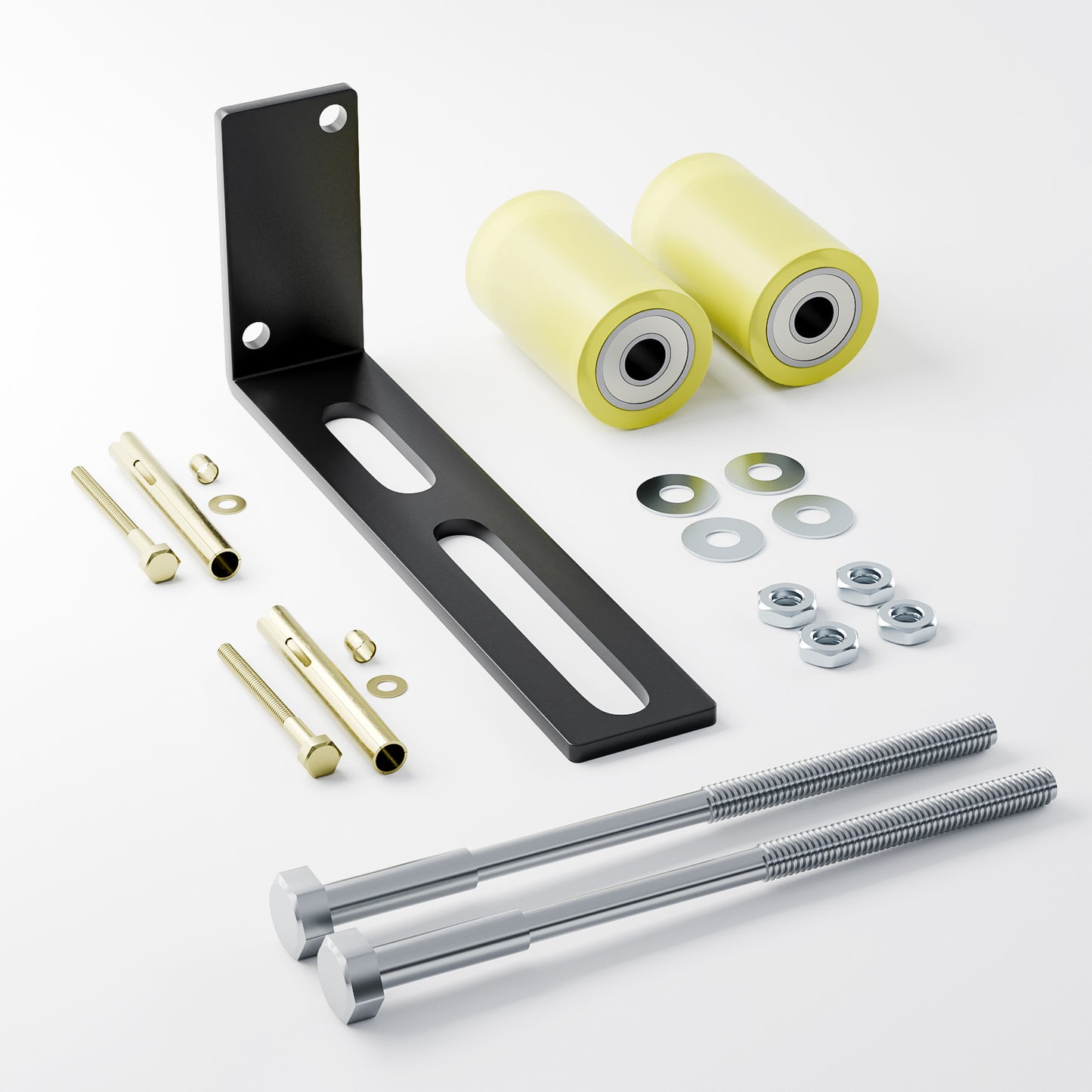 Heavy Duty Slide Gate Guide Roller 3" Sliding Gate Roller L Rear Post Bracket, Iron Gate Guide Wheel Pulley, Adjustable Bolts Slide Gate Support Assembly for Sliding Rolling Gates