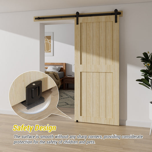 Sliding Barn Door Bottom Floor Guide Adjustable Roller for All Size Door,Flush Design Bottom Flat Barn Door Floor Guide Stay Roller,Fits up to 2" Thickness Door, Black, 2Pack