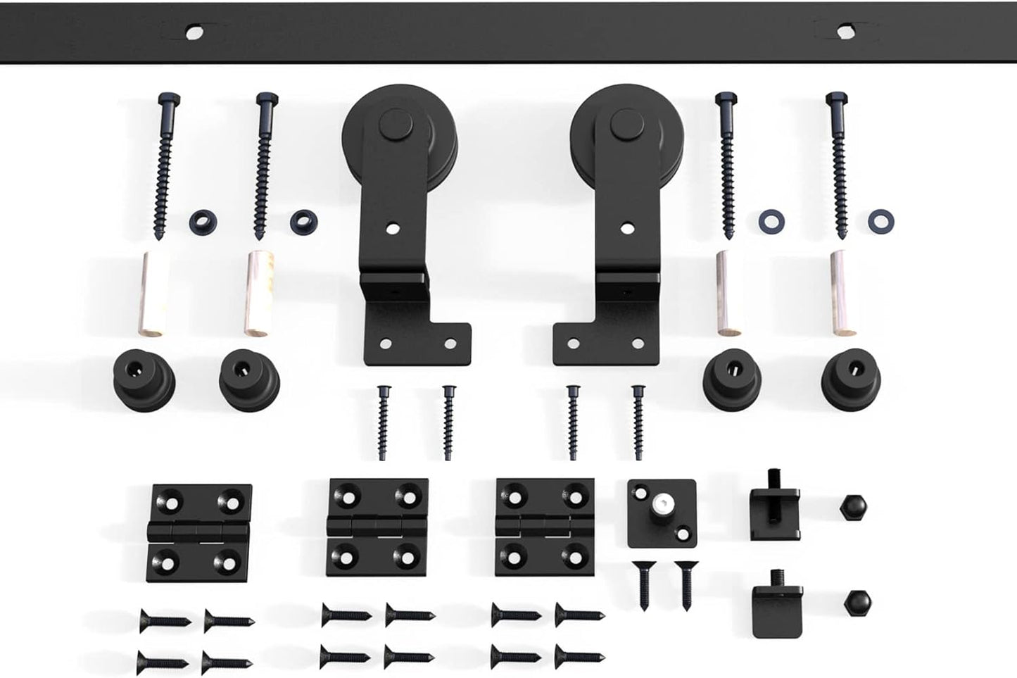 48" Bi-Folding Sliding Barn Door Hardware Kit, 4FT Bi Fold Barn Door Hardware Kit for 2 Doors, Max Door Width 22", Smoothly and Quietly, Easy to Install, No Door Panel, Black