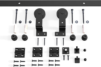 48" Bi-Folding Sliding Barn Door Hardware Kit, 4FT Bi Fold Barn Door Hardware Kit for 2 Doors, Max Door Width 22", Smoothly and Quietly, Easy to Install, No Door Panel, Black