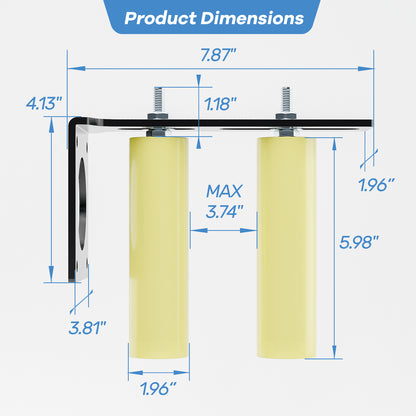 Heavy Duty Slide Gate Guide Roller 6" Sliding Gate Roller L Rear Post Bracket, Iron Gate Guide Wheel Pulley, Adjustable Bolts Slide Gate Support Assembly for Sliding Rolling Gates