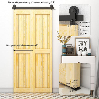 48" Bi-Folding Sliding Barn Door Hardware Kit, 4FT Bi Fold Barn Door Hardware Kit for 2 Doors, Max Door Width 22", Smoothly and Quietly, Easy to Install, No Door Panel, Black