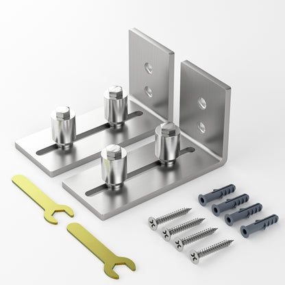 TOIMIOTOIM 2 Pack Barn Door Bottom Floor Guide, Adjustable Roller Wall Mounted Stainless Steel Sliding Door Guides for Door Thick Up to 2 1/8"