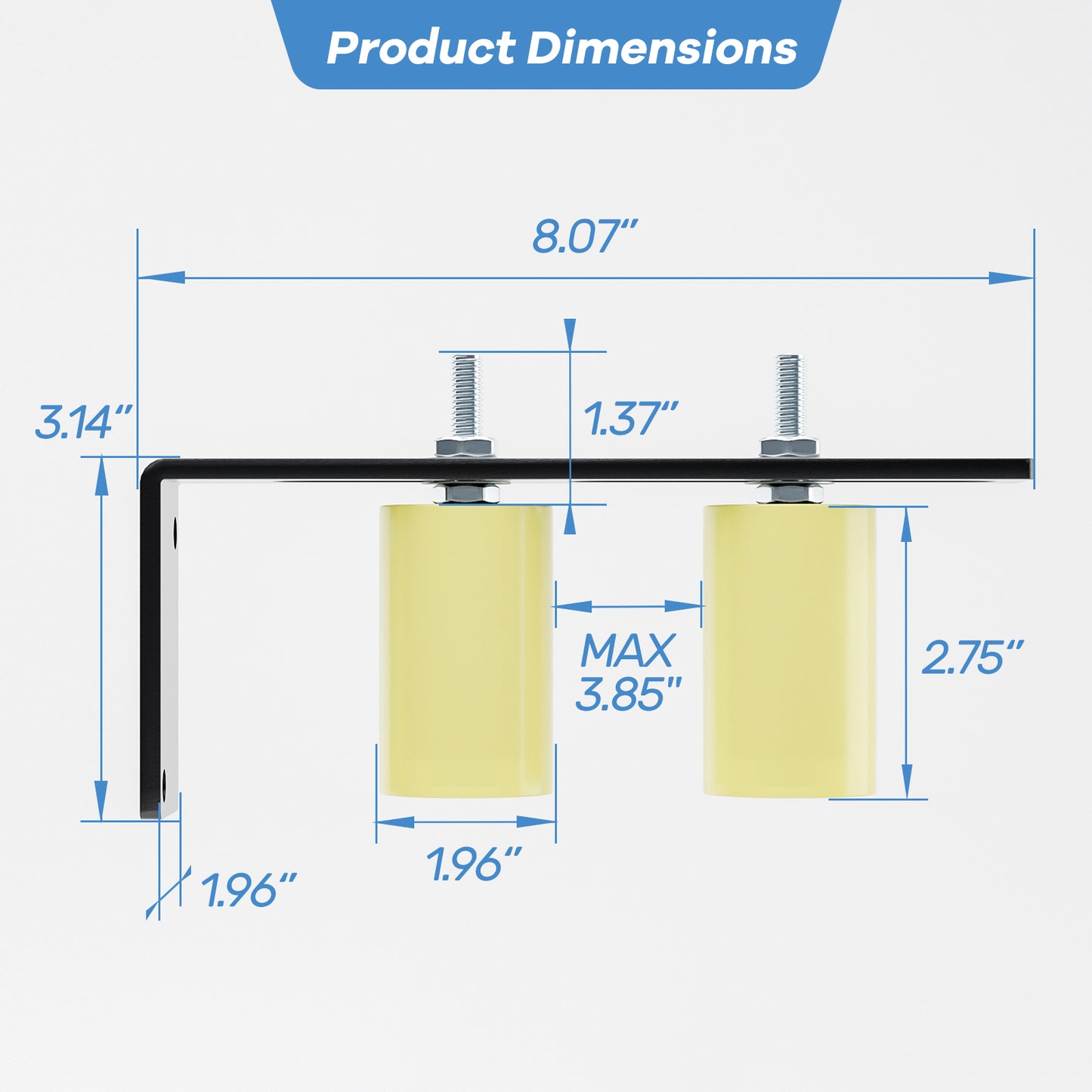 Heavy Duty Slide Gate Guide Roller 3" Sliding Gate Roller L Rear Post Bracket, Iron Gate Guide Wheel Pulley, Adjustable Bolts Slide Gate Support Assembly for Sliding Rolling Gates