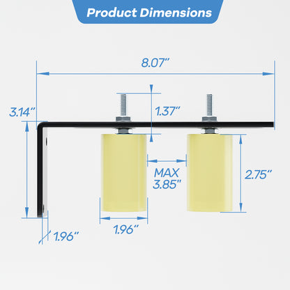 Heavy Duty Slide Gate Guide Roller 3" Sliding Gate Roller L Rear Post Bracket, Iron Gate Guide Wheel Pulley, Adjustable Bolts Slide Gate Support Assembly for Sliding Rolling Gates