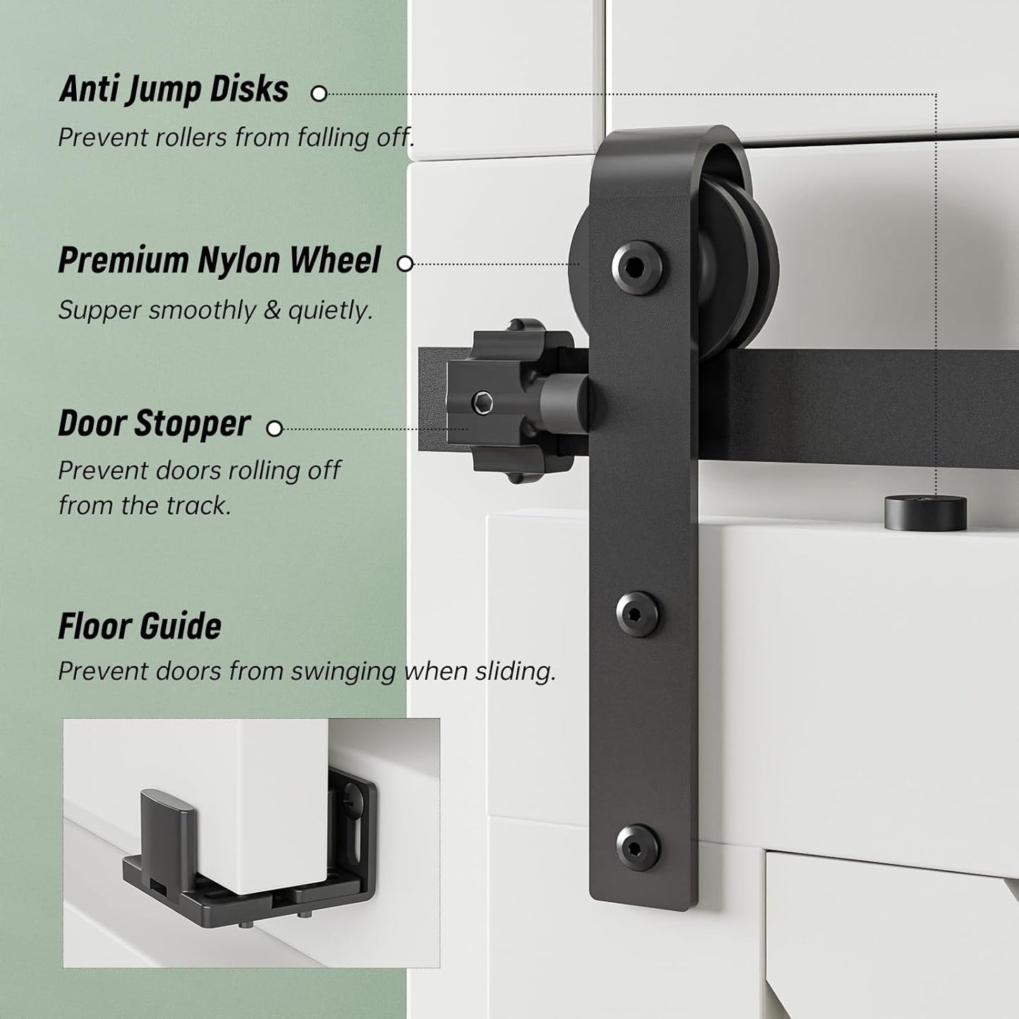 TOIMIOTOIM 2.5FT Super Mini Barn Door Hardware Kit,Small Sliding Door Track Roller Kit for Single Door Cabinets,TV Stand,Wardrobe,J Shape Hanger(No Cabinet)