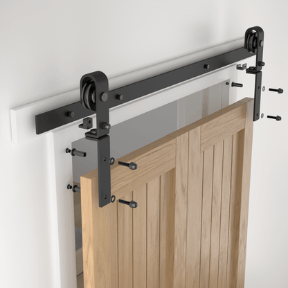 48" Bi-Folding Sliding Barn Door Hardware Kit,4FT Heavy Duty Track Roller Kit for Max 22" x 2 Doors,Smoothly and Quietly,Easy to Install,No Door Panel,Black