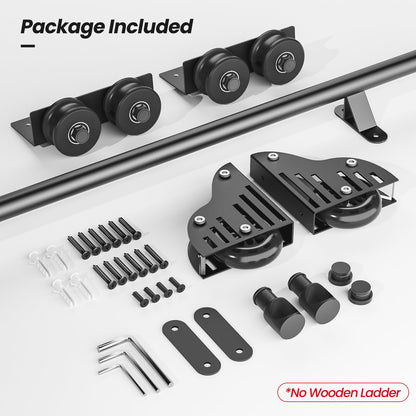 Rolling Library Ladder Hardware Kit, 3.3FT Round Tube Track Sliding Library Ladder Hardware Kit, Floor Rollers with Brake, Rolling Ladder Hardware Kit for Library, Bookshelf (No Ladder)