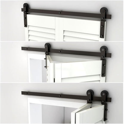 TOIMIOTOIM 42" Bifold Barn Door Hardware Kit,3.5FT Heavy Duty Track Roller Kit for Max 19"x 2 Doors,Smoothly and Quietly,Easy to Install,No Door Panel,Black