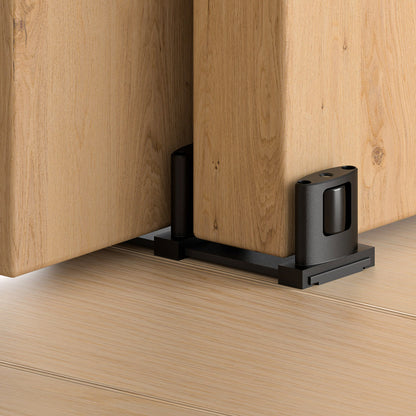 TOIMIOTOIM Sliding Closet Door Floor Guide, Bypass Door Floor Guide Adjustable 3-Roller Design Floor Mount Sliding Door Guides, Smoothly and Quietly, Black