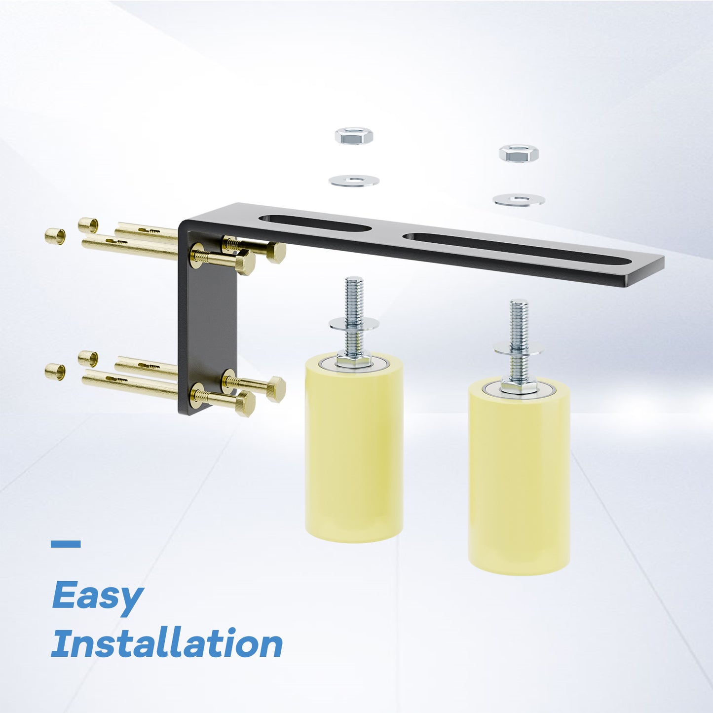 Heavy Duty Slide Gate Guide Roller 3" Sliding Gate Roller L Rear Post Bracket, Iron Gate Guide Wheel Pulley, Adjustable Bolts Slide Gate Support Assembly for Sliding Rolling Gates