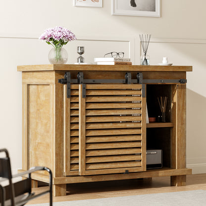 4FT Bypass Mini Sliding Barn Door Hardware Kit for 2 Doors, Super Mini Barn Door Track Set, Apply for Storage Window TV Stand Closet (No Cabinet)