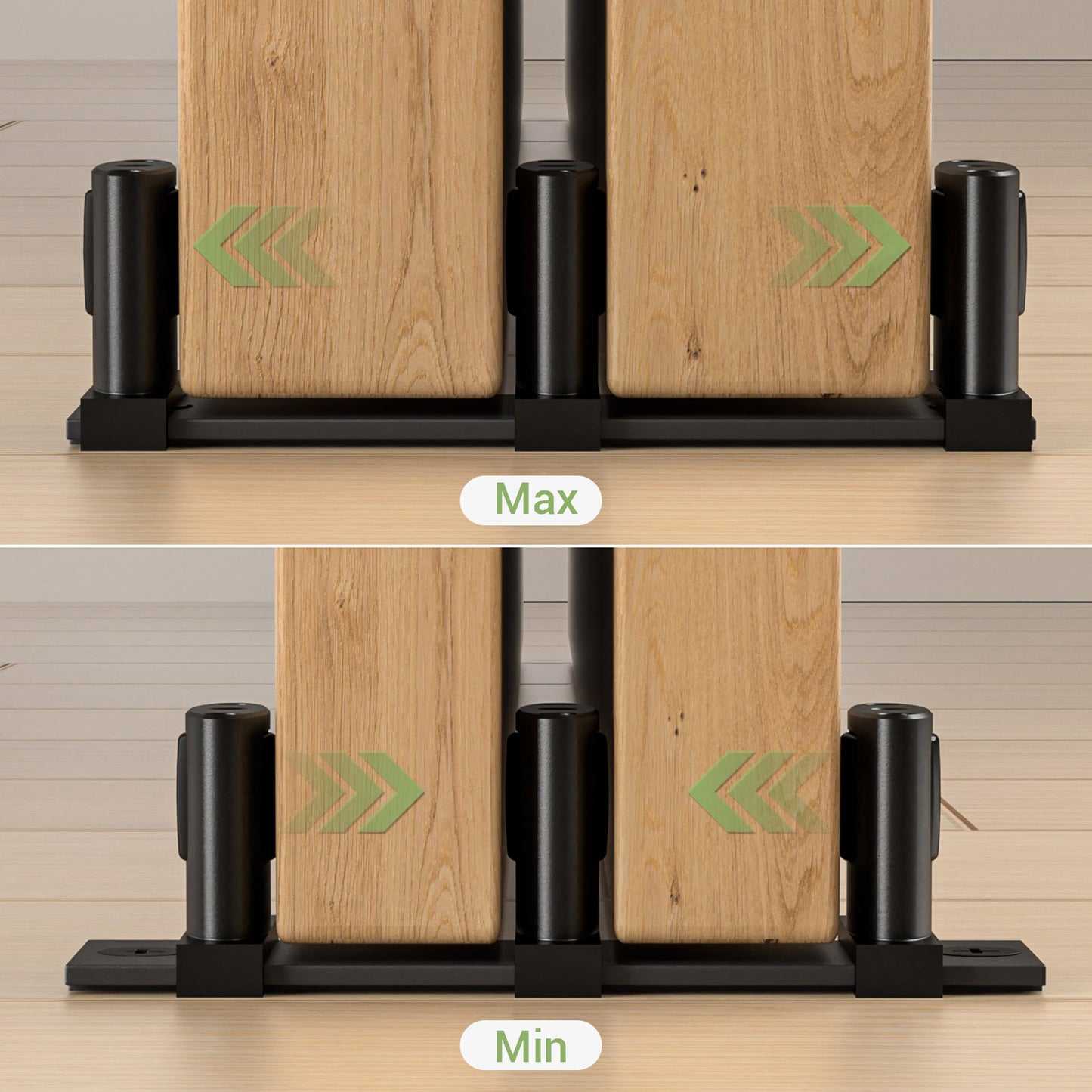 TOIMIOTOIM Sliding Closet Door Floor Guide, Bypass Door Floor Guide Adjustable 3-Roller Design Floor Mount Sliding Door Guides, Smoothly and Quietly, Black