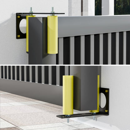 Heavy Duty Slide Gate Guide Roller 6" Sliding Gate Roller L Rear Post Bracket, Iron Gate Guide Wheel Pulley, Adjustable Bolts Slide Gate Support Assembly for Sliding Rolling Gates