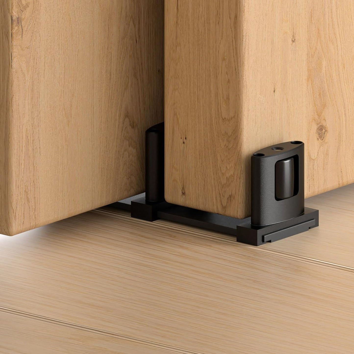 Sliding Closet Door Floor Guide, Bypass Door Floor Guide Adjustable 3-Roller Design Floor Mount Sliding Door Guides, Smoothly and Quietly, Black