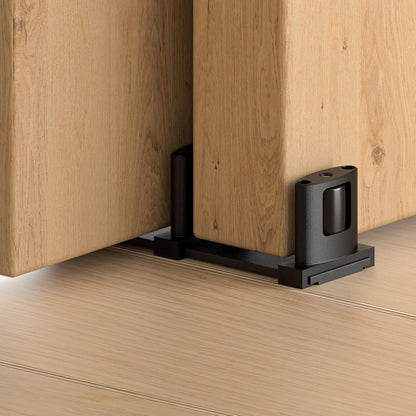 Sliding Closet Door Floor Guide, Bypass Door Floor Guide Adjustable 3-Roller Design Floor Mount Sliding Door Guides, Smoothly and Quietly, Black