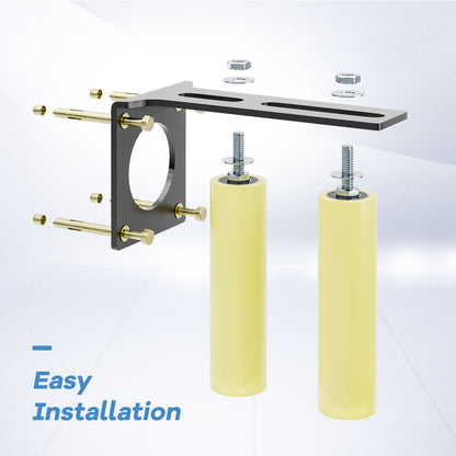 Heavy Duty Slide Gate Guide Roller 6" Sliding Gate Roller L Rear Post Bracket, Iron Gate Guide Wheel Pulley, Adjustable Bolts Slide Gate Support Assembly for Sliding Rolling Gates