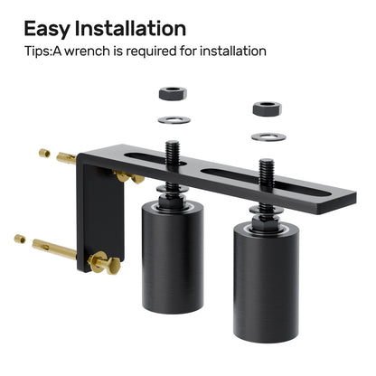 Black Heavy Duty Slide Gate Guide Roller 6" Sliding Gate Roller L Rear Post Bracket, Iron Gate Guide Wheel Pulley, Adjustable Bolts Slide Gate Support Assembly for Sliding Rolling Gates