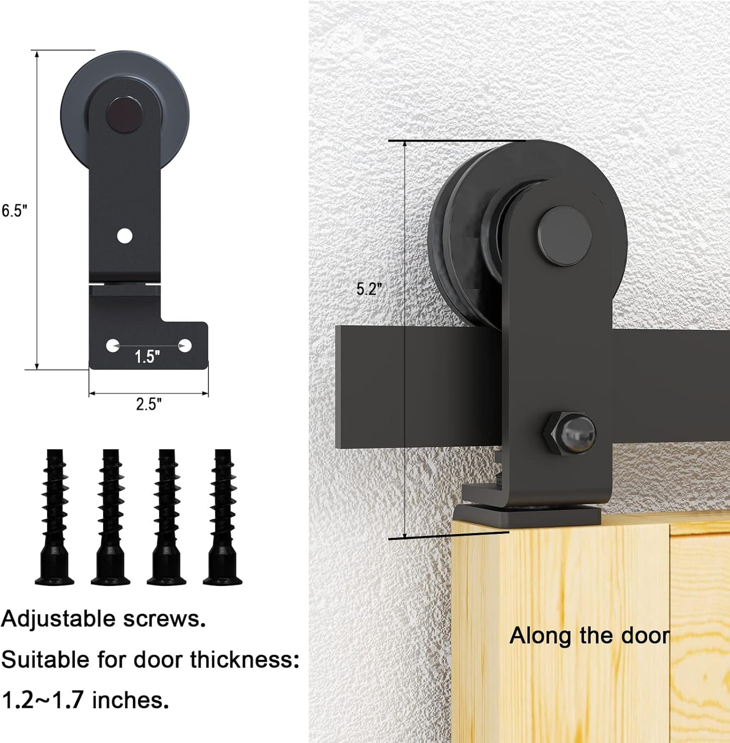 48" Bi-Folding Sliding Barn Door Hardware Kit, 4FT Bi Fold Barn Door Hardware Kit for 2 Doors, Max Door Width 22", Smoothly and Quietly, Easy to Install, No Door Panel, Black