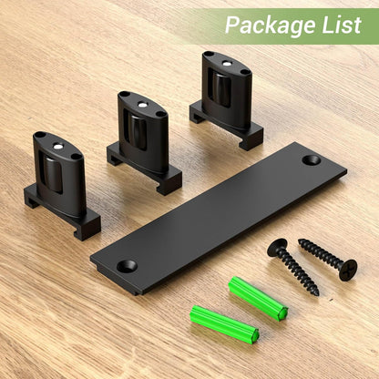 Sliding Closet Door Floor Guide, Bypass Door Floor Guide Adjustable 3-Roller Design Floor Mount Sliding Door Guides, Smoothly and Quietly, Black